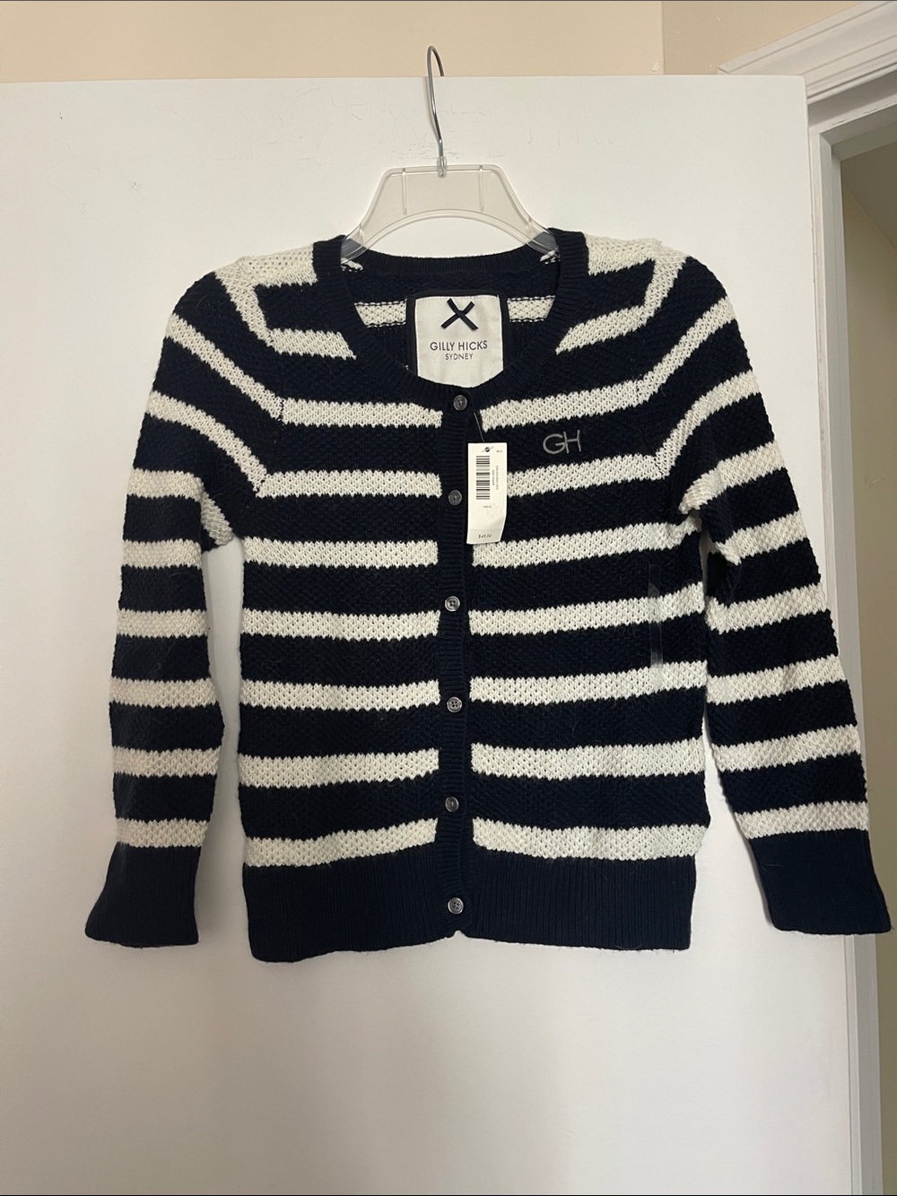 Gilly Hicks Striped Knit Button-Up Cardigan